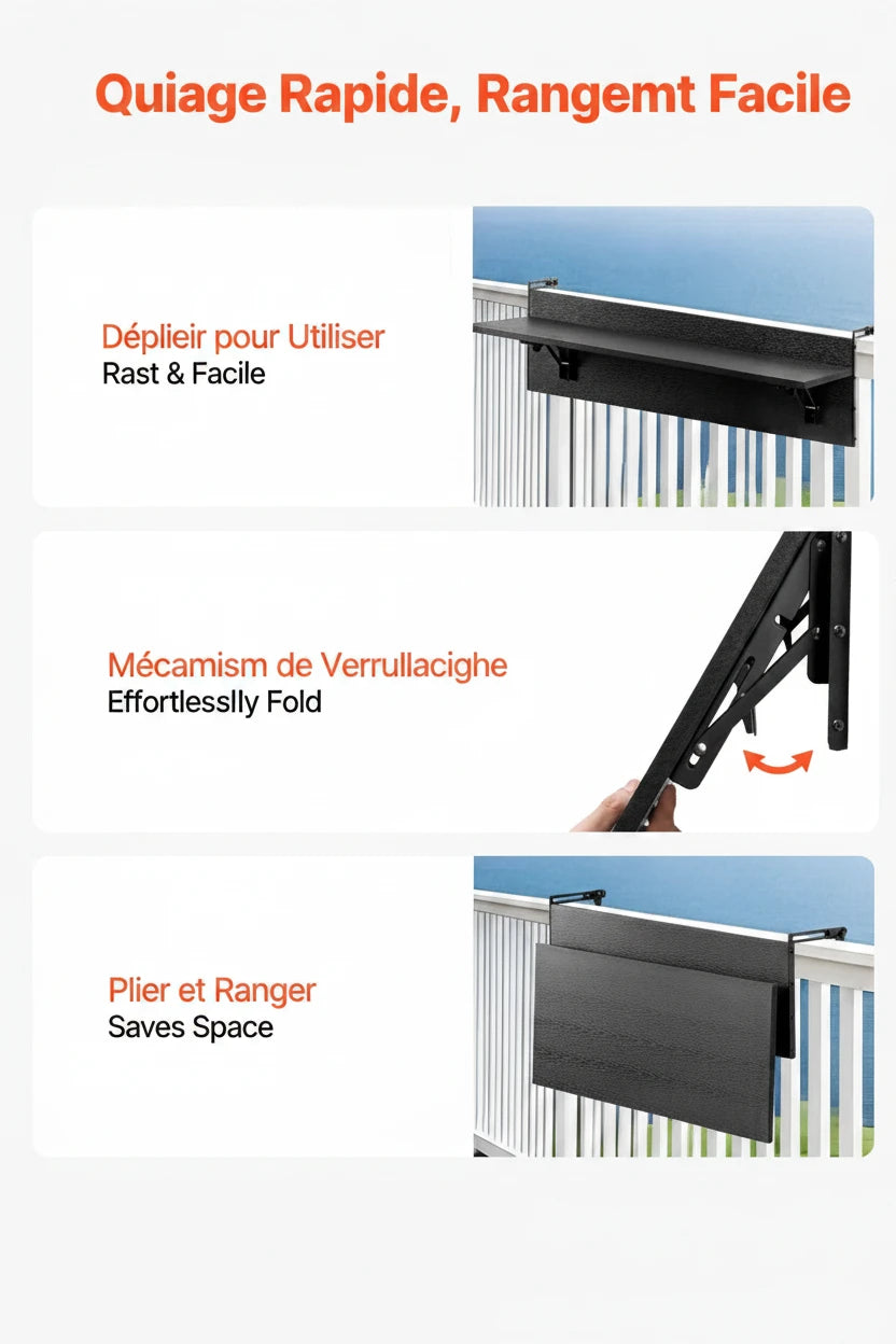 Tablette Pliante Suspendue à la Rambarde — Solution Génie - photo 5