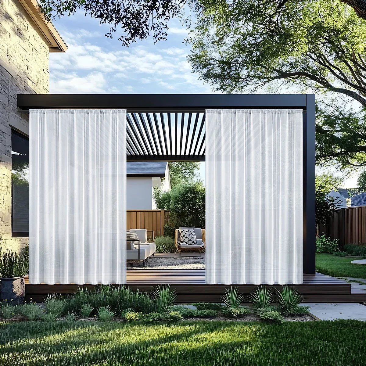 Voilage Extérieur Imperméable — Brise-Vue Élégant - vue principale