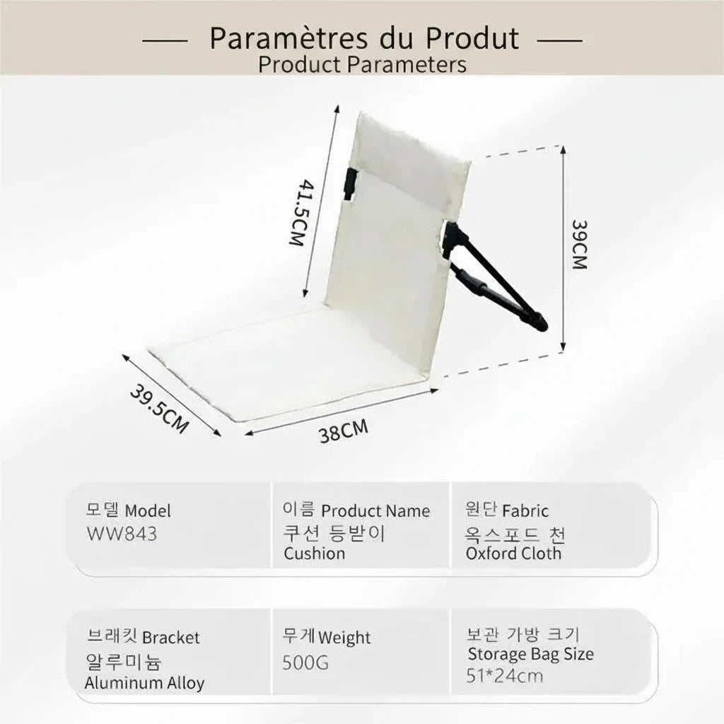 Chaise Pliante Lounge avec Coussin Confort - vue détaillée