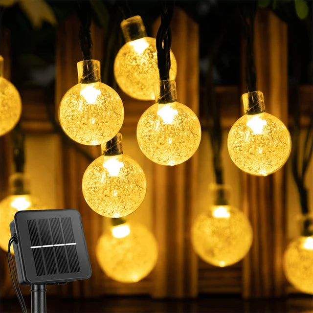 Guirlande Solaire 200 LEDs Globes Cristal Étoilés - dimensions