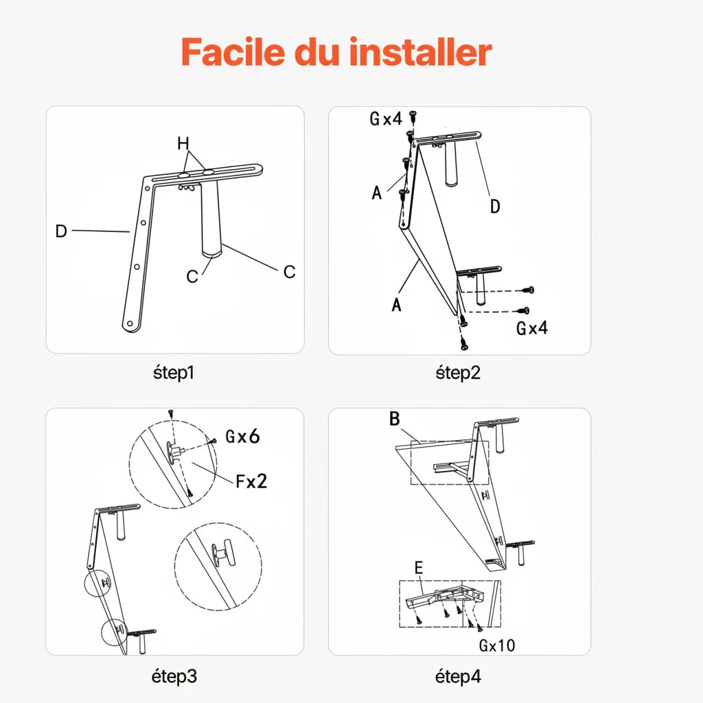 Tablette Pliante Suspendue à la Rambarde — Solution Génie - photo 4