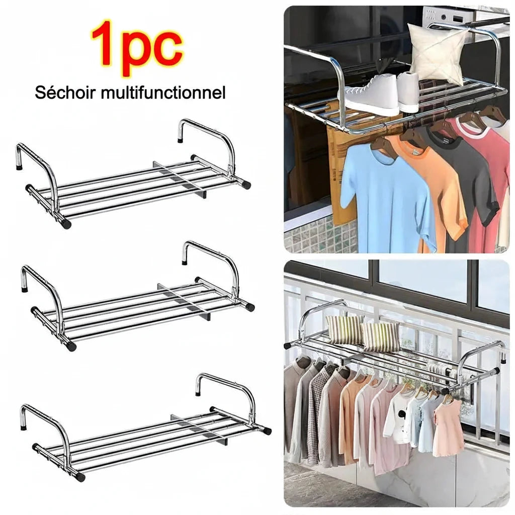 Étendoir Inox Télescopique pour Balcon — Pliable - vue détaillée