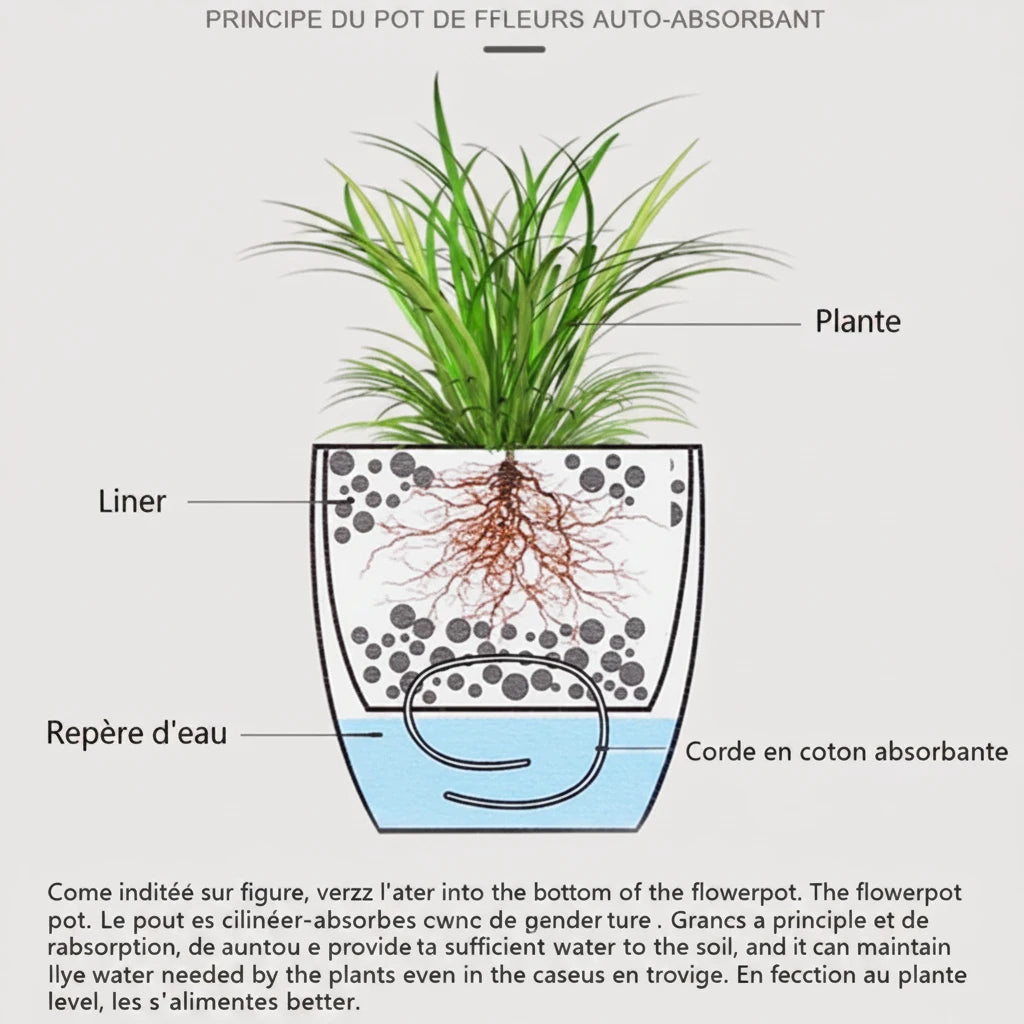 Pot Auto-Arrosant Élégant Blanc — Format Famille - photo 5